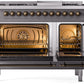 Ilve UP48FNMPMGB Nostalgie Ii 48 Inch Dual Fuel Natural Gas Freestanding Range In Matte Graphite With Bronze Trim