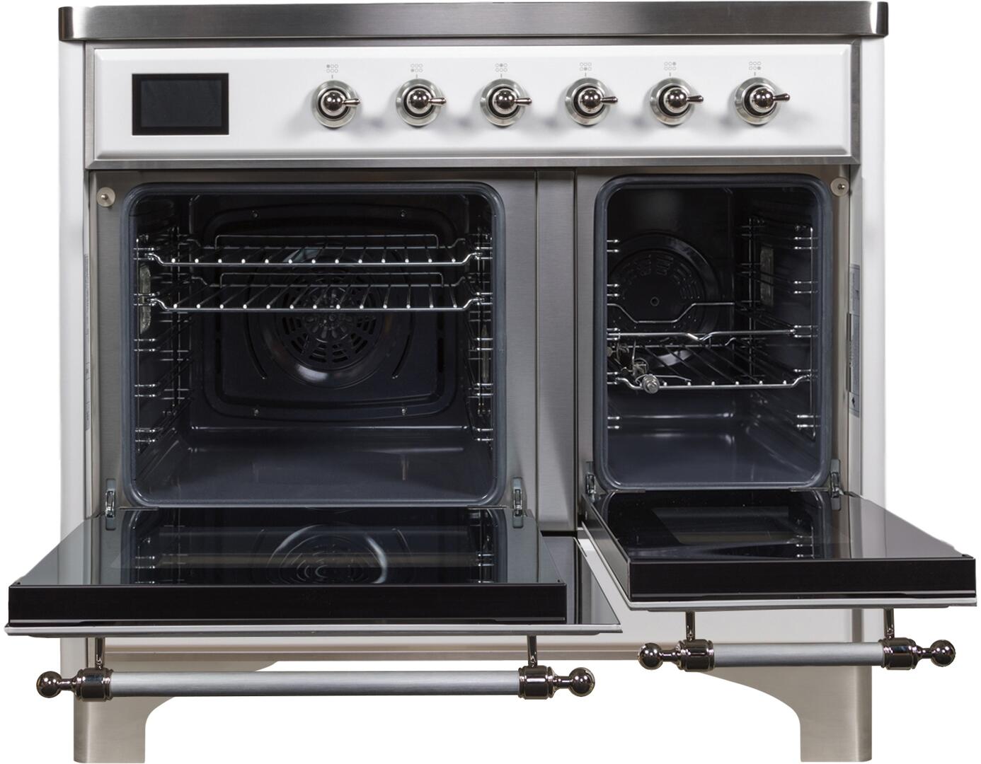 Ilve UMDI10NS3WHC Majestic Ii 40 Inch Electric Freestanding Range In White With Chrome Trim