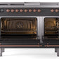 Ilve UP48FSNMPMGP Nostalgie Ii 48 Inch Dual Fuel Natural Gas Freestanding Range In Matte Graphite With Copper Trim