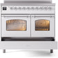 Ilve UPDI406NMPWHC Nostalgie Ii 40 Inch Electric Freestanding Range In White With Chrome Trim