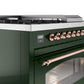 Ilve UP48FSNMPEGP Nostalgie Ii 48 Inch Dual Fuel Natural Gas Freestanding Range In Emerald Green With Copper Trim