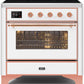 Ilve UMI09NS3WHP Majestic Ii 36 Inch Electric Freestanding Range In White With Copper Trim