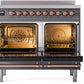 Ilve UPDI406NMPMGP Nostalgie Ii 40 Inch Electric Freestanding Range In Matte Graphite With Copper Trim