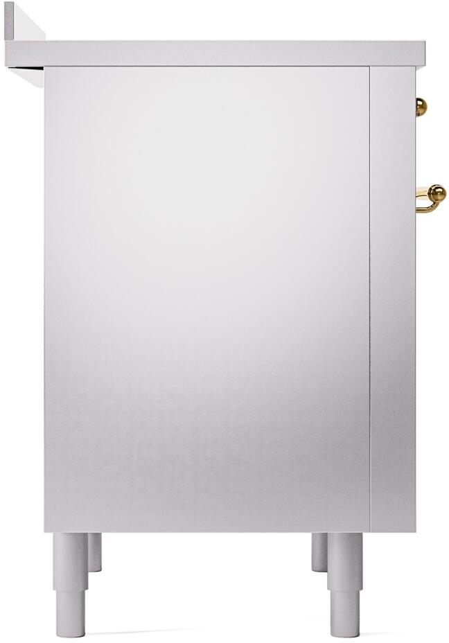 Ilve UPI366NMPSSG Nostalgie Ii 36 Inch Electric Freestanding Range In Stainless Steel With Brass Trim