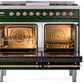 Ilve UPD40FNMPEGPLP Nostalgie Ii 40 Inch Dual Fuel Liquid Propane Freestanding Range In Emerald Green With Copper Trim