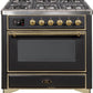 Ilve UM09FDNS3MGGLP Majestic Ii 36 Inch Dual Fuel Liquid Propane Freestanding Range In Matte Graphite With Brass Trim