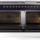 Ilve UP60FNMPMBG Nostalgie Ii 60 Inch Dual Fuel Natural Gas Freestanding Range In Blue With Brass Trim