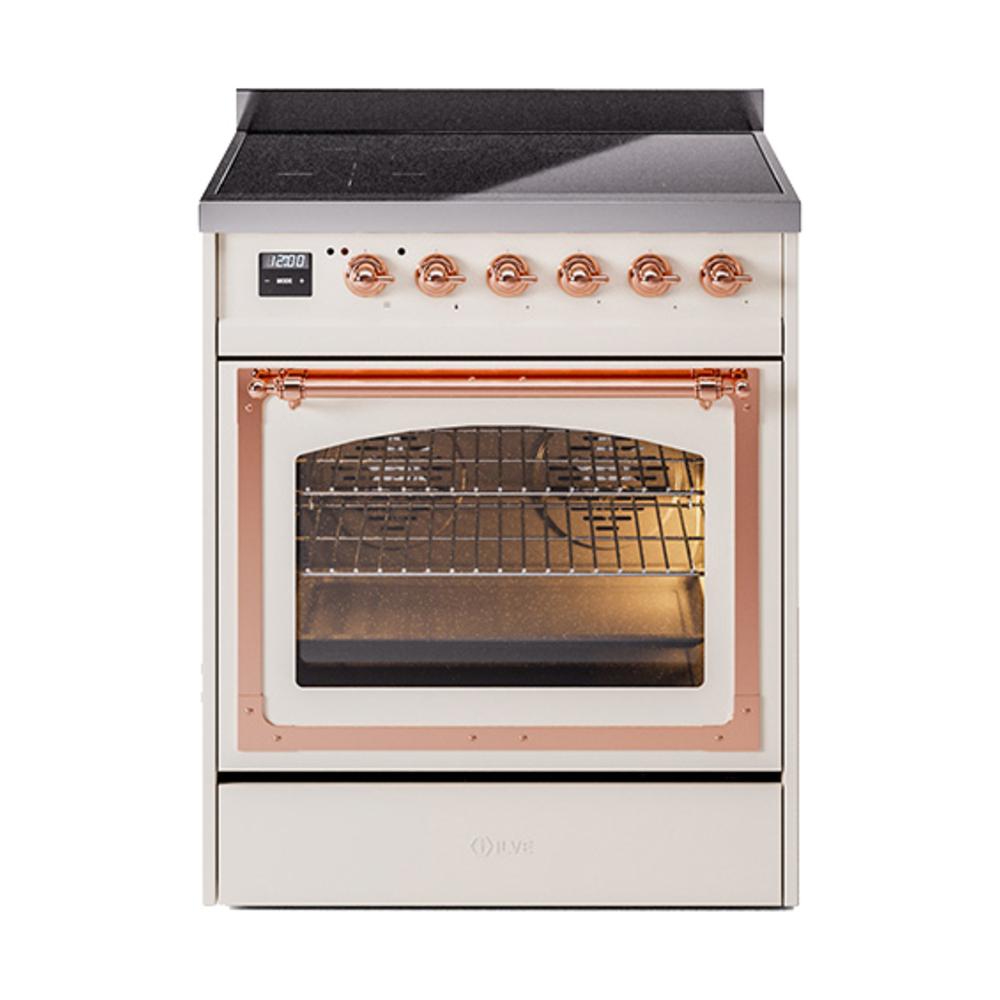 Ilve UNI304NMPAWP Ilve Uni304Nmpawp Nostalgie Ii Noblesse 30" Induction Range (Triple Glass Door, Antique White, Copper)