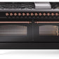 Ilve UP60FNMPBKPLP Nostalgie Ii 60 Inch Dual Fuel Liquid Propane Freestanding Range In Glossy Black With Copper Trim