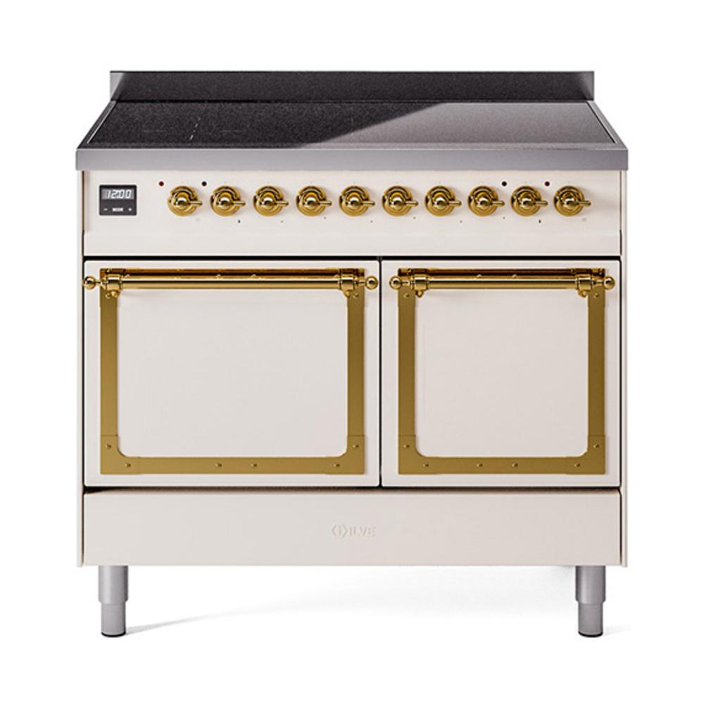 Ilve UNDI406QNMPAWG Ilve Undi406Qnmpawg Nostalgie Ii Noblesse 40" Induction Range (Solid Door, Antique White, Brass)