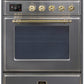 Ilve UM30DNE3SSG Majestic Ii 30 Inch Dual Fuel Natural Gas Freestanding Range In Stainless Steel With Brass Trim