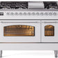 Ilve UP48FNMPWHC Nostalgie Ii 48 Inch Dual Fuel Natural Gas Freestanding Range In White With Chrome Trim