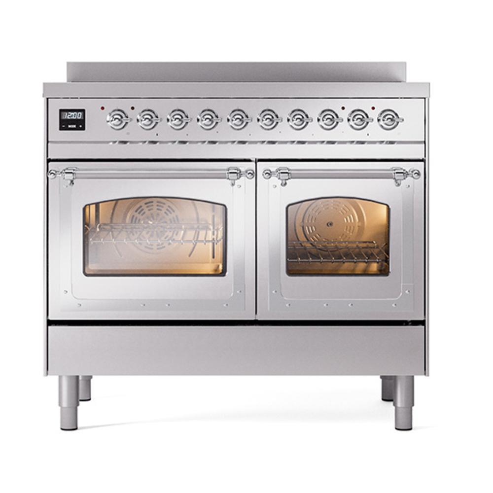 Ilve UNDI406NMPSSC Ilve Undi406Nmpssc Nostalgie Ii Noblesse 40" Induction Range (Triple Glass Door, Stainless Steel, Chrome)