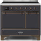 Ilve UMDI10QNS3MGB Majestic Ii 40 Inch Electric Freestanding Range In Matte Graphite With Bronze Trim