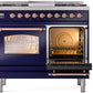 Ilve UPD40FNMPMBP Nostalgie Ii 40 Inch Dual Fuel Natural Gas Freestanding Range In Blue With Copper Trim