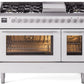 Ilve UP48FWMPWH Professional Plus Ii 48 Inch Dual Fuel Natural Gas Freestanding Range In White With Trim