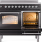 Ilve UPDI406NMPBKC Nostalgie Ii 40 Inch Electric Freestanding Range In Glossy Black With Chrome Trim