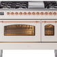 Ilve UP48FNMPAWPLP Nostalgie Ii 48 Inch Dual Fuel Liquid Propane Freestanding Range In Antique White With Copper Trim