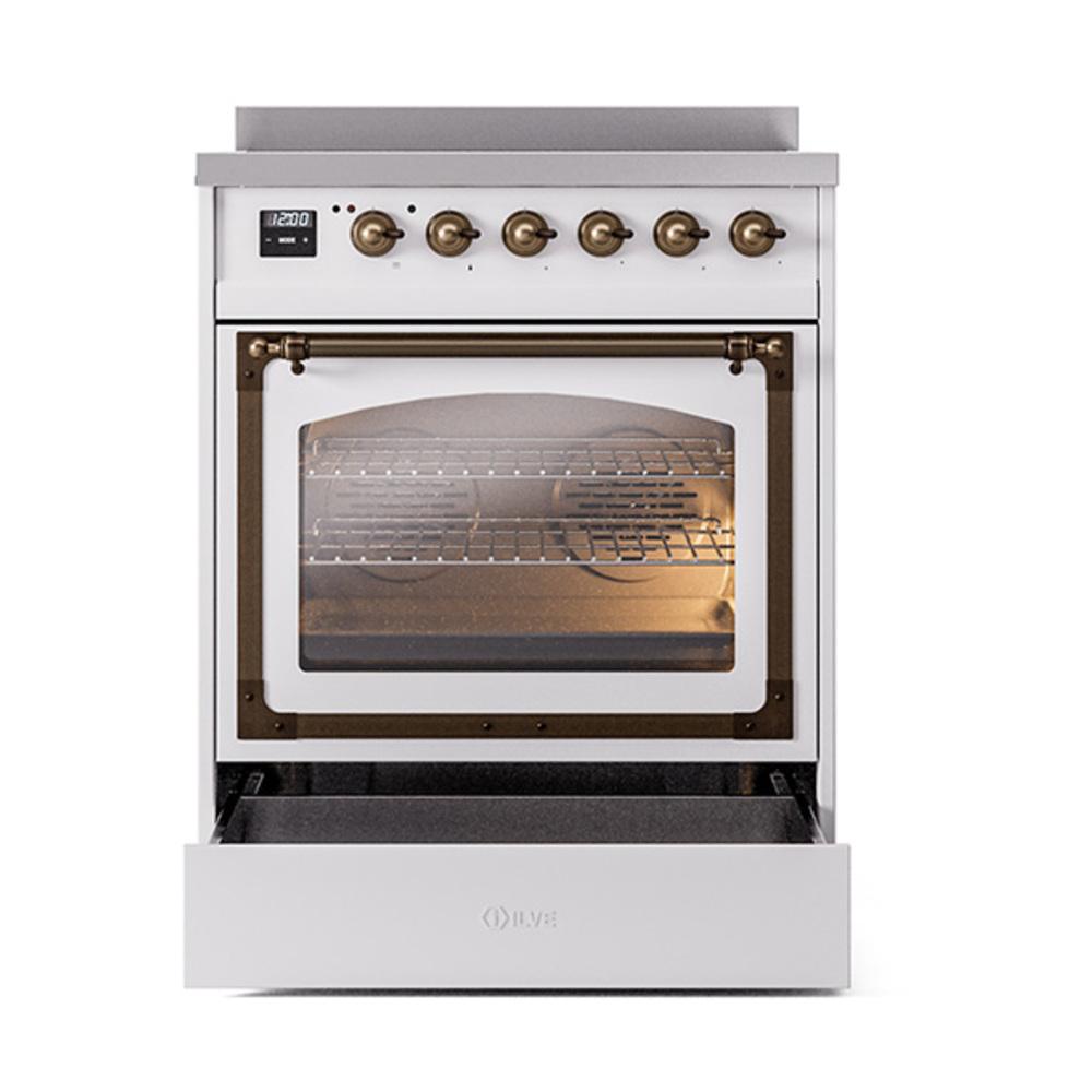 Ilve UNI304NMPWHB Ilve Uni304Nmpwhb Nostalgie Ii Noblesse 30" Induction Range (Triple Glass Door, White, Burnished)