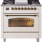 Ilve UP36FNMPAWBLP Nostalgie Ii 36 Inch Dual Fuel Liquid Propane Freestanding Range In Antique White With Bronze Trim