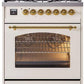 Ilve UP30NMPAWG Nostalgie Ii 30 Inch Dual Fuel Natural Gas Freestanding Range In Antique White With Brass Trim