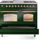 Ilve UPD40FNMPEGPLP Nostalgie Ii 40 Inch Dual Fuel Liquid Propane Freestanding Range In Emerald Green With Copper Trim