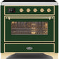 Ilve UMI09NS3EGG Majestic Ii 36 Inch Electric Freestanding Range In Emerald Green With Brass Trim