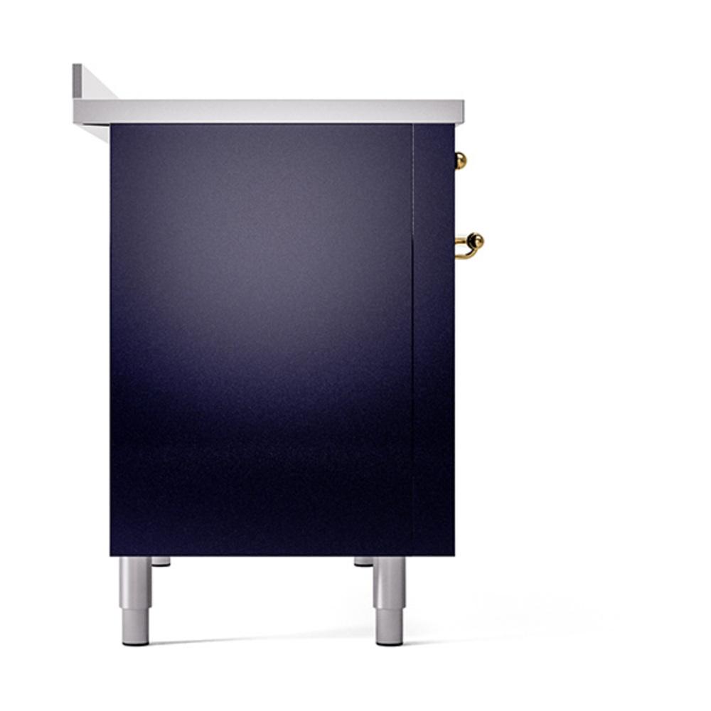 Ilve UNI486QNMPMBG Ilve Uni486Qnmpmbg Nostalgie Ii Noblesse 48" Induction Range (Solid Door, Midnight Blue, Brass)