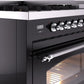 Ilve UP48FNMPBKC Nostalgie Ii 48 Inch Dual Fuel Natural Gas Freestanding Range In Glossy Black With Chrome Trim