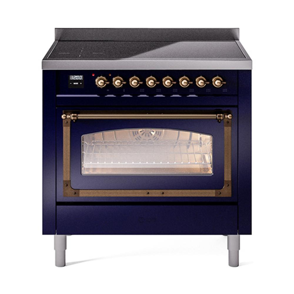 Ilve UNI366NMPMBB Ilve Uni366Nmpmbb Nostalgie Ii Noblesse 36" Induction Range (Triple Glass Door, Midnight Blue, Burnished)