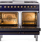 Ilve UPD40FNMPMBB Nostalgie Ii 40 Inch Dual Fuel Natural Gas Freestanding Range In Blue With Bronze Trim