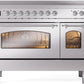 Ilve UPI486NMPSSC Nostalgie Ii 48 Inch Electric Freestanding Range In Stainless Steel With Chrome Trim