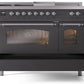 Ilve UP48FSNMPMGC Nostalgie Ii 48 Inch Dual Fuel Natural Gas Freestanding Range In Matte Graphite With Chrome Trim