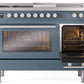 Ilve UP48FSWMPBG Professional Plus Ii 48 Inch Dual Fuel Natural Gas Freestanding Range In Blue Grey With Trim