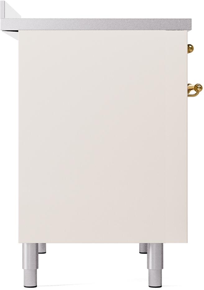 Ilve UPDI406NMPAWG Nostalgie Ii 40 Inch Electric Freestanding Range In Antique White With Brass Trim