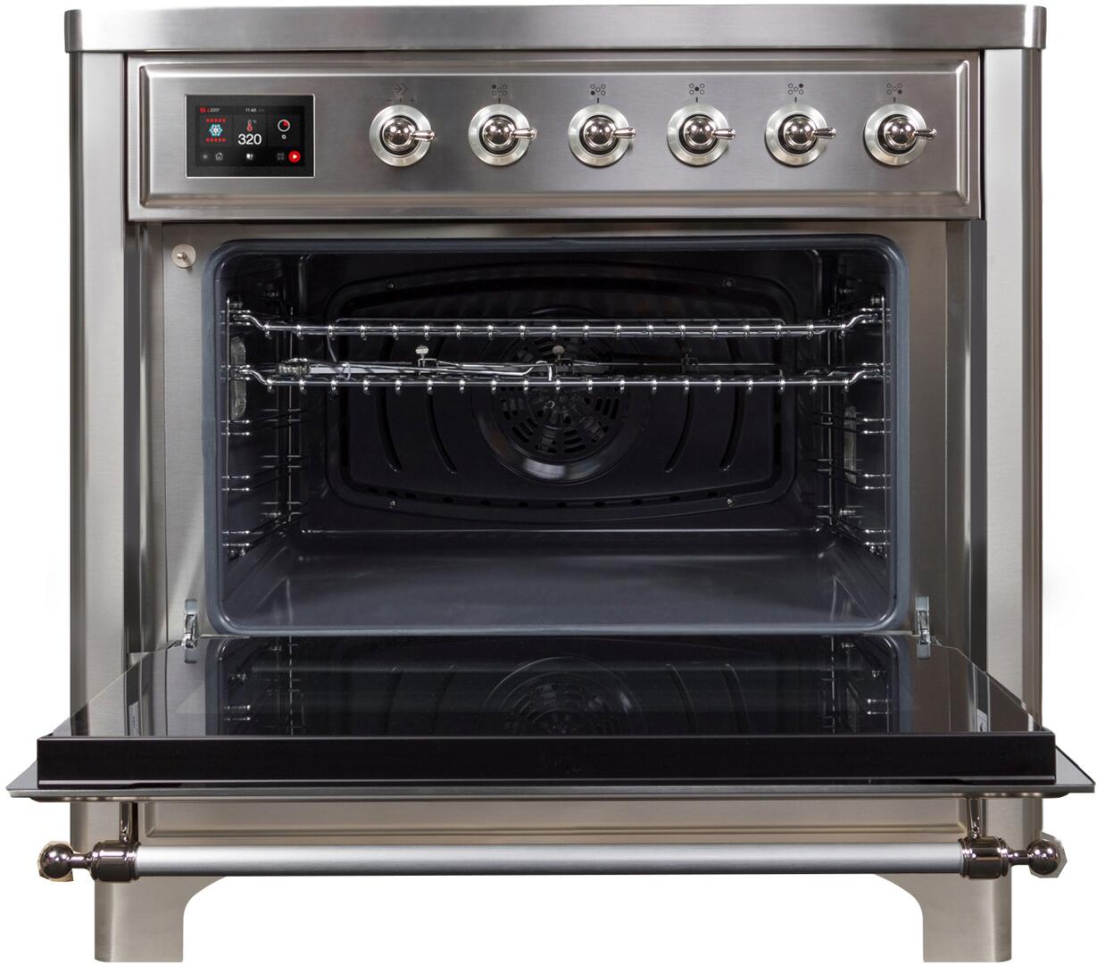 Ilve UMI09NS3SSC Majestic Ii 36 Inch Electric Freestanding Range In Stainless Steel With Chrome Trim