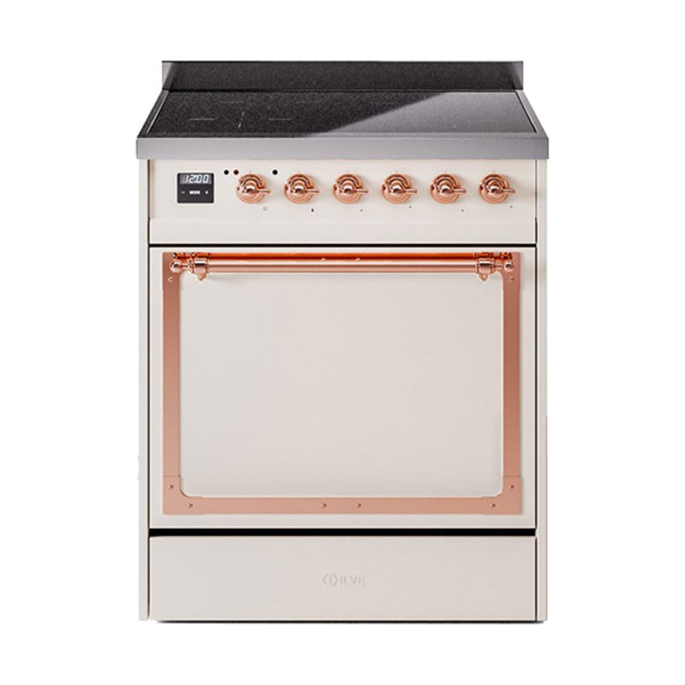 Ilve UNI304QNMPAWP Ilve Uni304Qnmpawp Nostalgie Ii Noblesse 30" Induction Range (Solid Door, Antique White, Copper)