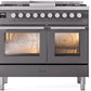 Ilve UPD40FWMPMG Professional Plus Ii 40 Inch Dual Fuel Natural Gas Freestanding Range In Matte Graphite With Trim