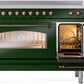 Ilve UPI486NMPEGB Nostalgie Ii 48 Inch Electric Freestanding Range In Emerald Green With Bronze Trim