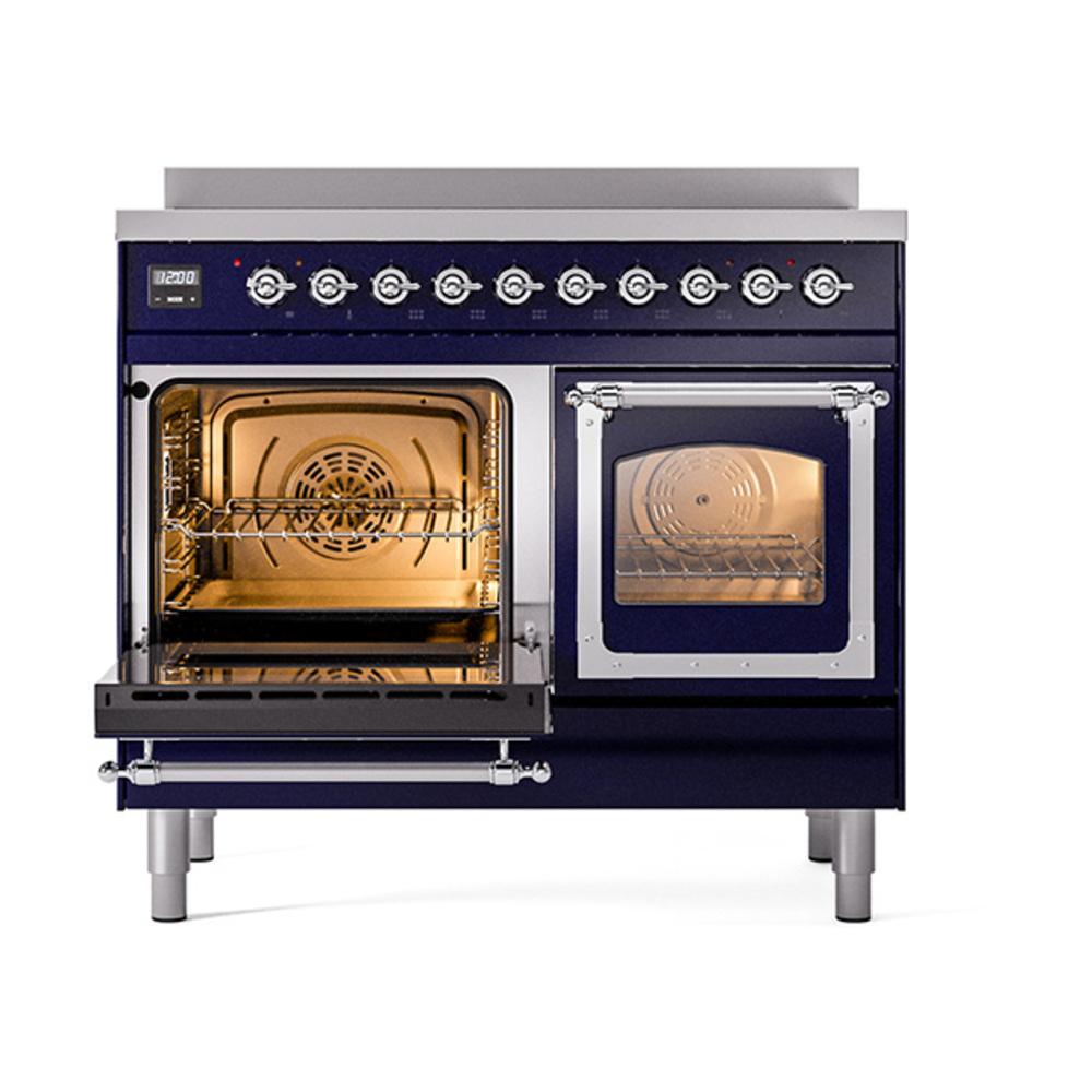 Ilve UNDI406NMPMBC Ilve Undi406Nmpmbc Nostalgie Ii Noblesse 40" Induction Range (Triple Glass Door, Midnight Blue, Chrome)