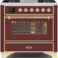 Ilve UM09FDNS3BUGLP Majestic Ii 36 Inch Dual Fuel Liquid Propane Freestanding Range In Burgundy With Brass Trim