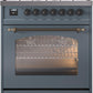 Ilve UP30NMPBGBLP Nostalgie Ii 30 Inch Dual Fuel Liquid Propane Freestanding Range In Blue Grey With Bronze Trim