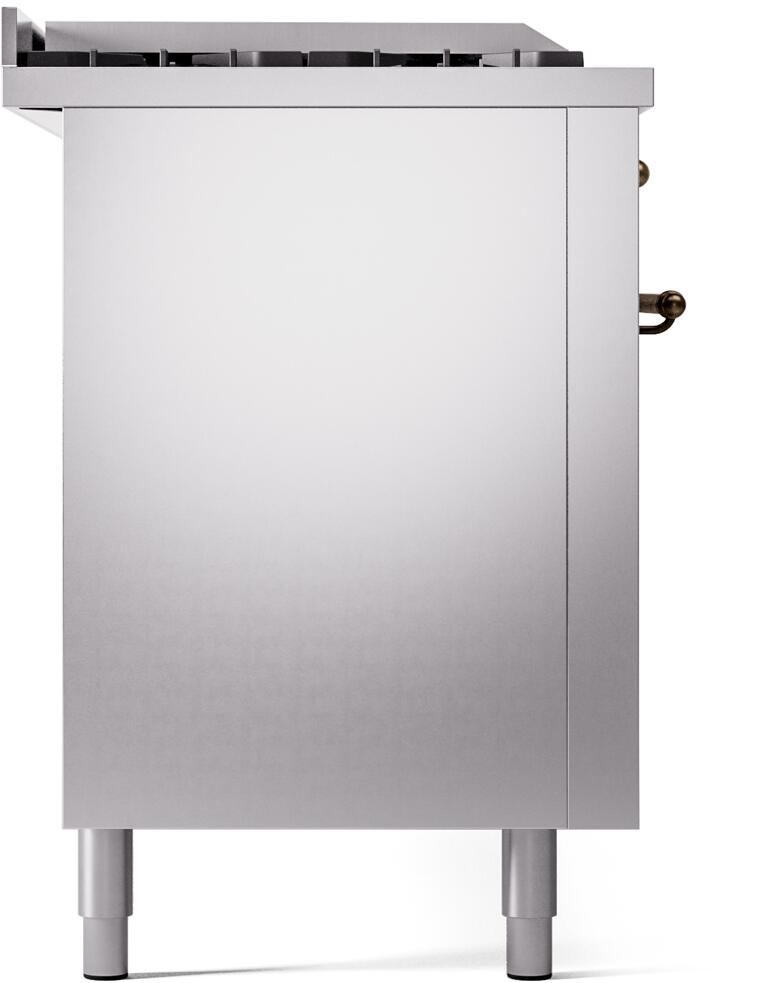 Ilve UP60FSNMPSSB Nostalgie Ii 60 Inch Dual Fuel Natural Gas Freestanding Range In Stainless Steel With Bronze Trim