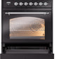 Ilve UP30NMPBKC Nostalgie Ii 30 Inch Dual Fuel Natural Gas Freestanding Range In Glossy Black With Chrome Trim