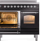 Ilve UPDI406NMPBKC Nostalgie Ii 40 Inch Electric Freestanding Range In Glossy Black With Chrome Trim