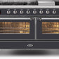 Ilve UM15FDNS3MGC Majestic Ii 60 Inch Dual Fuel Natural Gas Freestanding Range In Matte Graphite With Chrome Trim