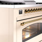 Ilve UP36FNMPAWG Nostalgie Ii 36 Inch Dual Fuel Natural Gas Freestanding Range In Antique White With Brass Trim