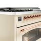 Ilve UP48FSNMPAWPLP Nostalgie Ii 48 Inch Dual Fuel Liquid Propane Freestanding Range In Antique White With Copper Trim