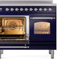 Ilve UPDI406NMPMBC Nostalgie Ii 40 Inch Electric Freestanding Range In Blue With Chrome Trim