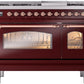 Ilve UP48FNMPBUP Nostalgie Ii 48 Inch Dual Fuel Natural Gas Freestanding Range In Burgundy With Copper Trim